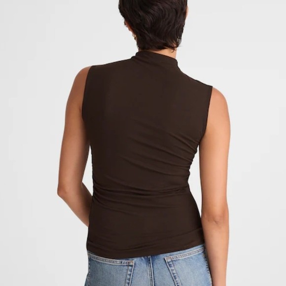 Madewell Womens Molasses Brown Side-Ruched Mockneck Sleeveless Tank Top size XS - Picture 2 of 10
